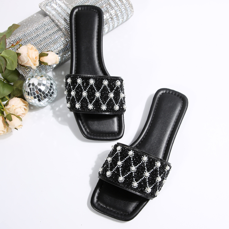 Ženske slip-on sandale s kvadratnom špicom, otvoreni prsti, jednostavan stil, gumena potplata