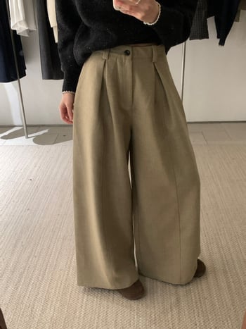 Kittin Casual Παντελόνια από Μίξη Μαλλιού-Πολυεστέρα, Ευρεία Γραμμή με Πλισέ, Υψηλή Μέση, Μικροελαστικότητα