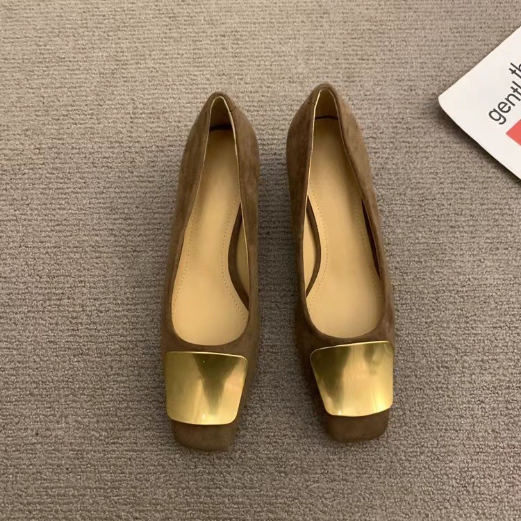 Ženske Mary Jane cipele, slip-on, kvadratni vrh prstiju, gornji dio od mikrovlakana, debeli peta 3–5 cm, gumeni potplat