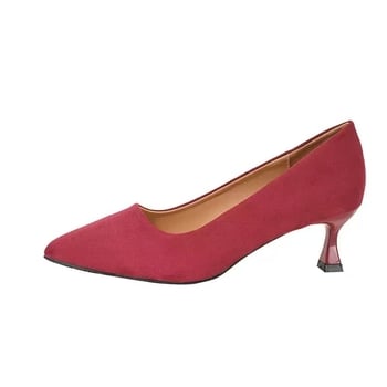 Ženske cipele s oštrim vrhom, srednje visoko peto, mikrovlaknasti gornji dio i podstava, gumena potplat, slip-on