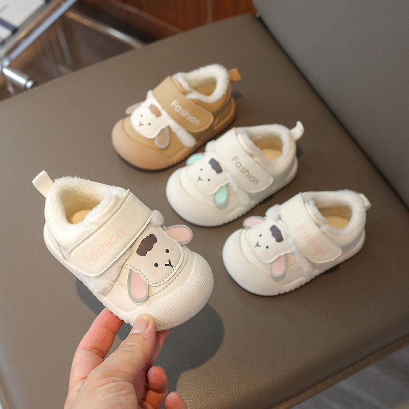 Patike za malu djecu s flis unutarnjom, gornji dio od umjetne kože, potplat PVC, karikatura uzorak, za djecu 1–3 godine