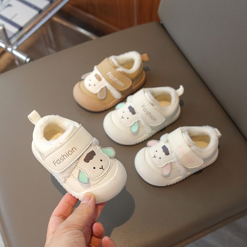 Patike za malu djecu s flis unutarnjom, gornji dio od umjetne kože, potplat PVC, karikatura uzorak, za djecu 1–3 godine