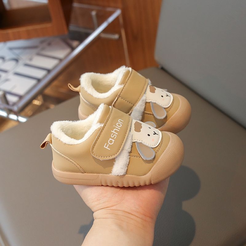 Patike za malu djecu s flis unutarnjom, gornji dio od umjetne kože, potplat PVC, karikatura uzorak, za djecu 1–3 godine