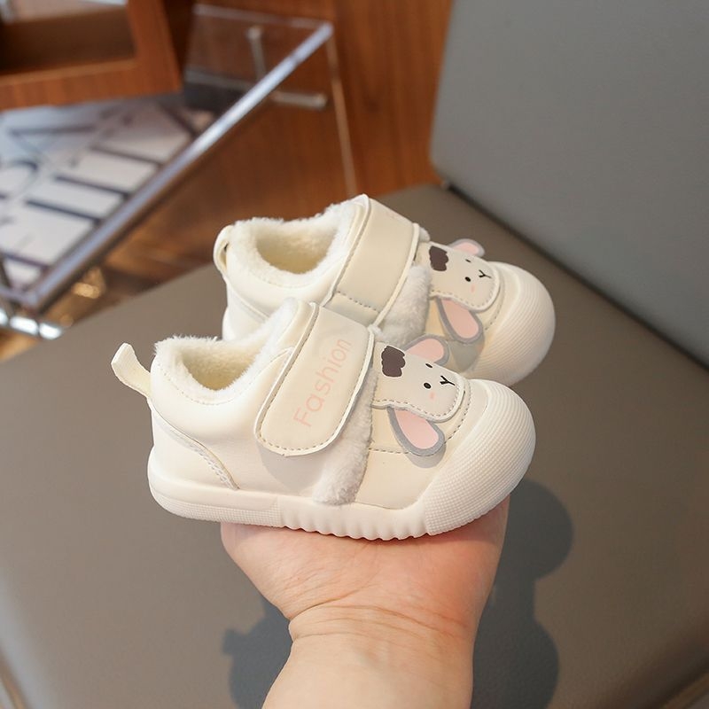 Patike za malu djecu s flis unutarnjom, gornji dio od umjetne kože, potplat PVC, karikatura uzorak, za djecu 1–3 godine