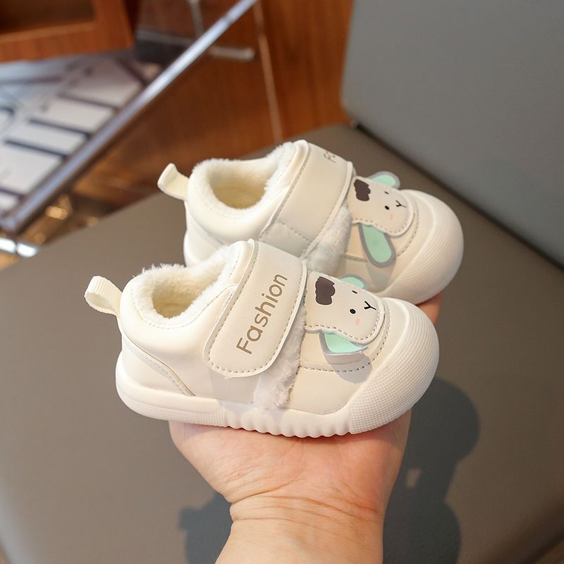 Patike za malu djecu s flis unutarnjom, gornji dio od umjetne kože, potplat PVC, karikatura uzorak, za djecu 1–3 godine