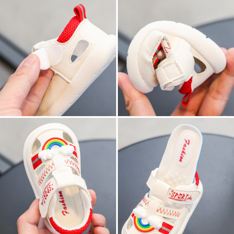 Ljetne cipele za djecu od 12 do 36 mjeseci, prozračni mikrovlaknasti gornji dio, antislip potplat, Velcro zatvarač, crtani stil