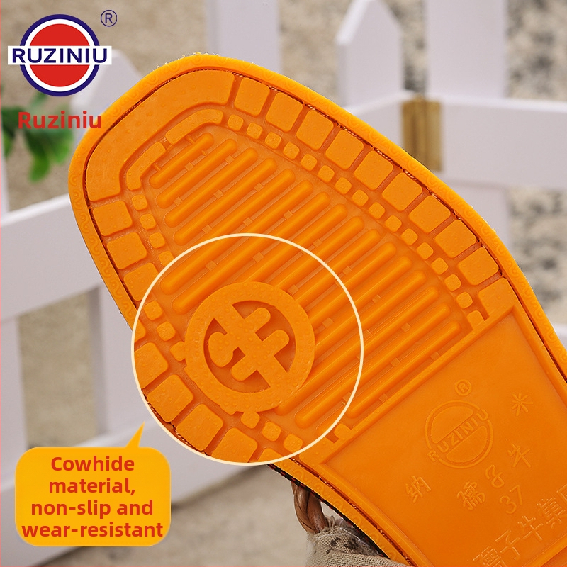 Podrážka z hovädzej šľachy – protišmyková a odolná voči opotrebeniu pre detské papuče Oxford pletené z vlneného vlákna (zima, jar, jeseň)