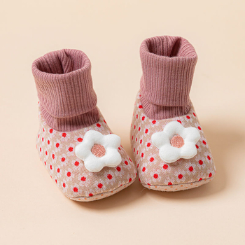 Pantofi pentru bebeluși cu talpă moale, pentru fetițe, talpă PVC, partea superioară din bumbac, vârsta 6–12 luni, model desen animat