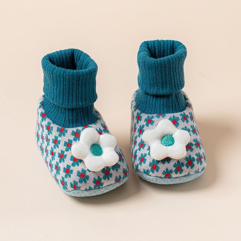 Pantofi pentru bebeluși cu talpă moale, pentru fetițe, talpă PVC, partea superioară din bumbac, vârsta 6–12 luni, model desen animat