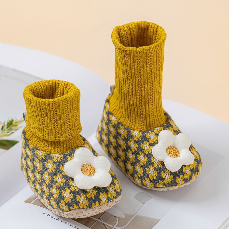 Pantofi pentru bebeluși cu talpă moale, pentru fetițe, talpă PVC, partea superioară din bumbac, vârsta 6–12 luni, model desen animat