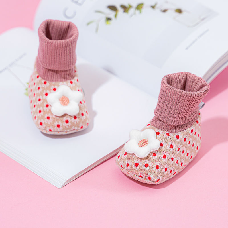 Pantofi pentru bebeluși cu talpă moale, pentru fetițe, talpă PVC, partea superioară din bumbac, vârsta 6–12 luni, model desen animat