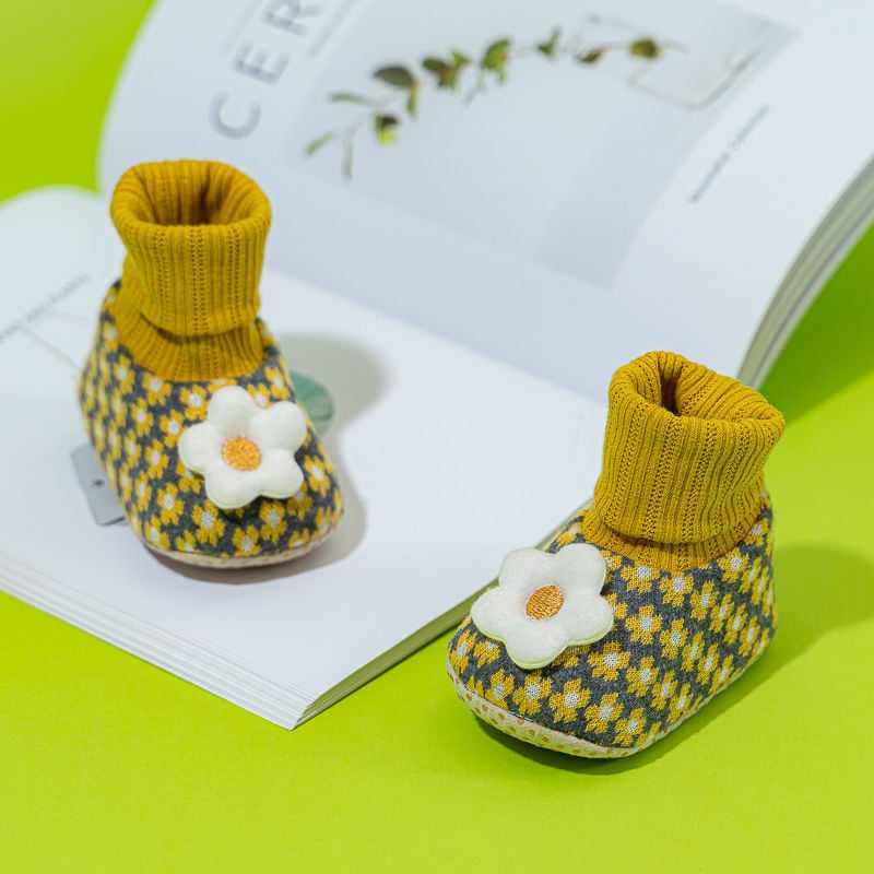 Pantofi pentru bebeluși cu talpă moale, pentru fetițe, talpă PVC, partea superioară din bumbac, vârsta 6–12 luni, model desen animat