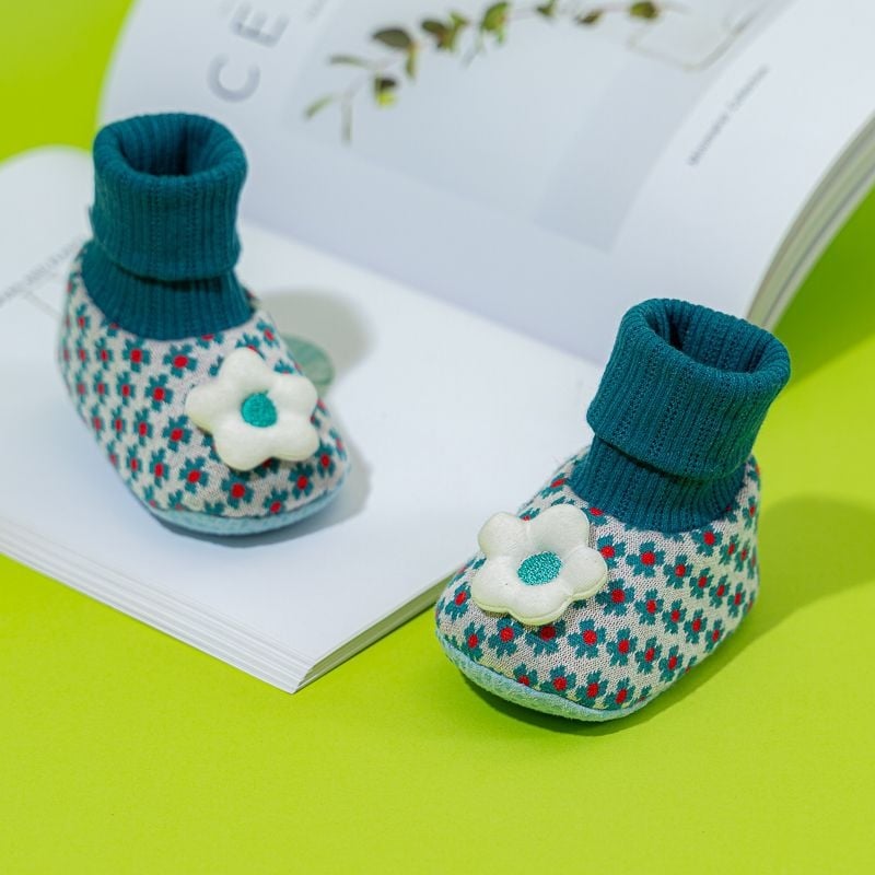 Pantofi pentru bebeluși cu talpă moale, pentru fetițe, talpă PVC, partea superioară din bumbac, vârsta 6–12 luni, model desen animat