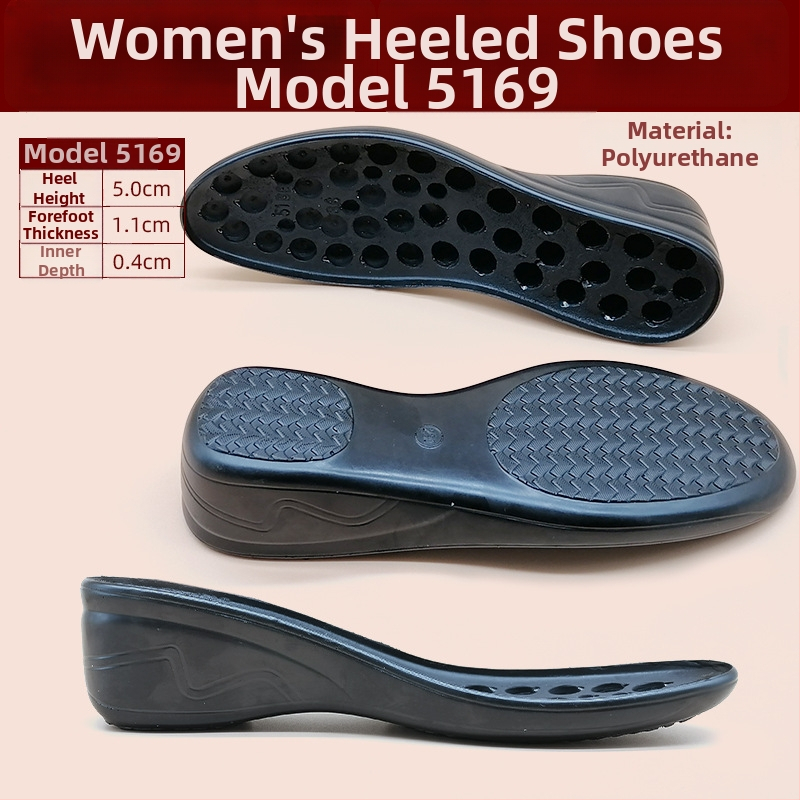 Náhradná podrážka pre kožené topánky — polyuretán, zosilnená, odolná voči opotrebeniu, vhodná pre topánky so stredným podpätkom