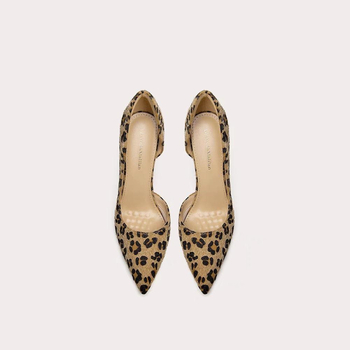 ZA2024 Ženske sandale s leopard uzorkom, oštar nos, otvorena stražnja strana, uska štikla