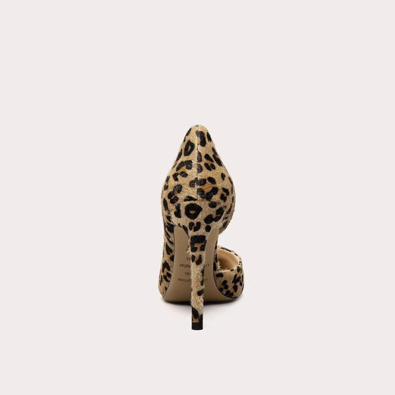 ZA2024 Ženske sandale s leopard uzorkom, oštar nos, otvorena stražnja strana, uska štikla