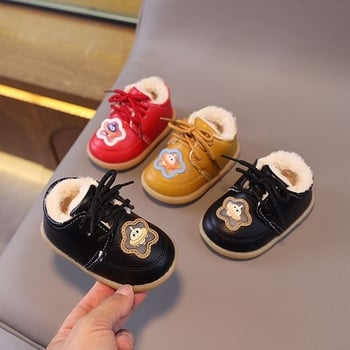 Téli hócipők kisgyerekeknek (1–3 év) - műbőr felsőrész, műanyag talp, csúszásmentes, karikatúra mintázat