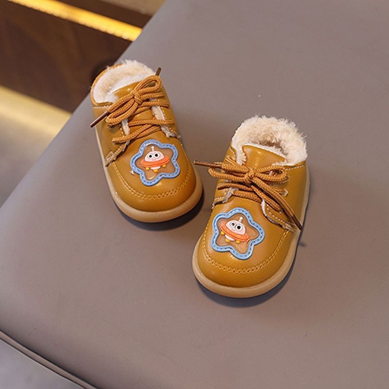 Téli hócipők kisgyerekeknek (1–3 év) - műbőr felsőrész, műanyag talp, csúszásmentes, karikatúra mintázat