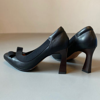 Ženske loafere s kvadratnim vrhom, tankim petom 6-8 cm, slip-on, potplat od prirodne gume