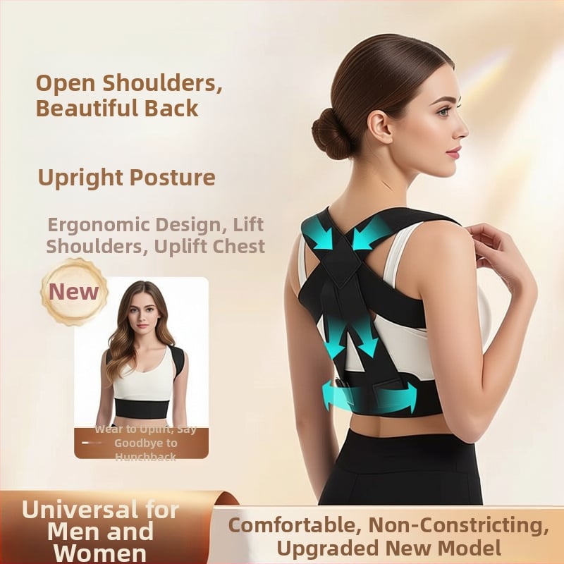 Дишащ коректор за стойката с открити рамене, унисекс, невидим под дрехите