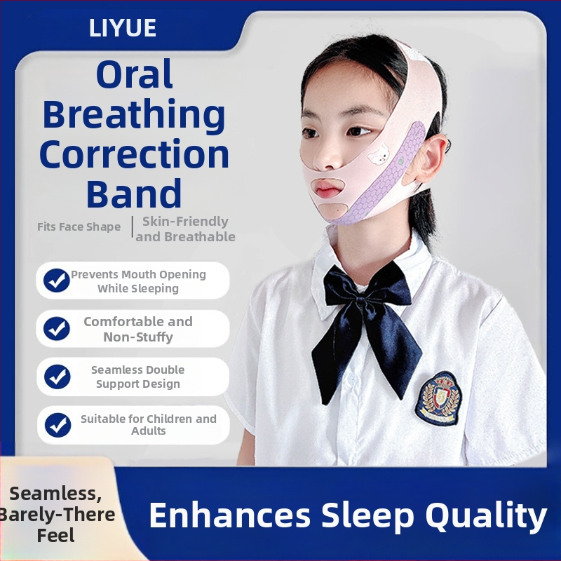 Detský korektor dýchania ústami — zabraňuje otvoreniu úst počas spánku, kreslený štýl, polyesterová priadza