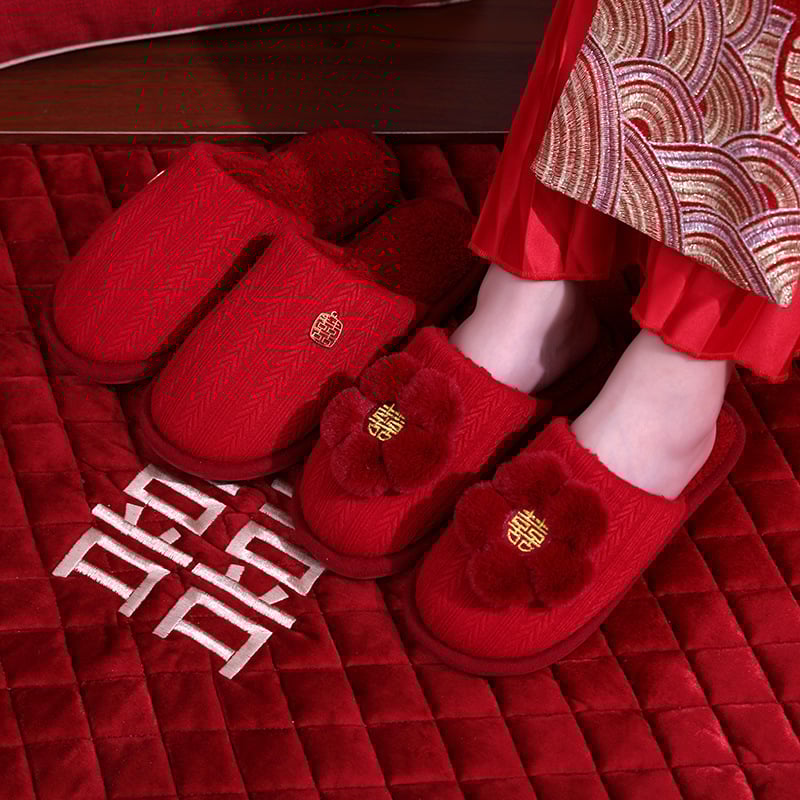Par papuča od pamuka za par, s pamukom na gornjoj strani, PVC đonom, debeli pliš, topli i protuklizni, za zimu-jesen