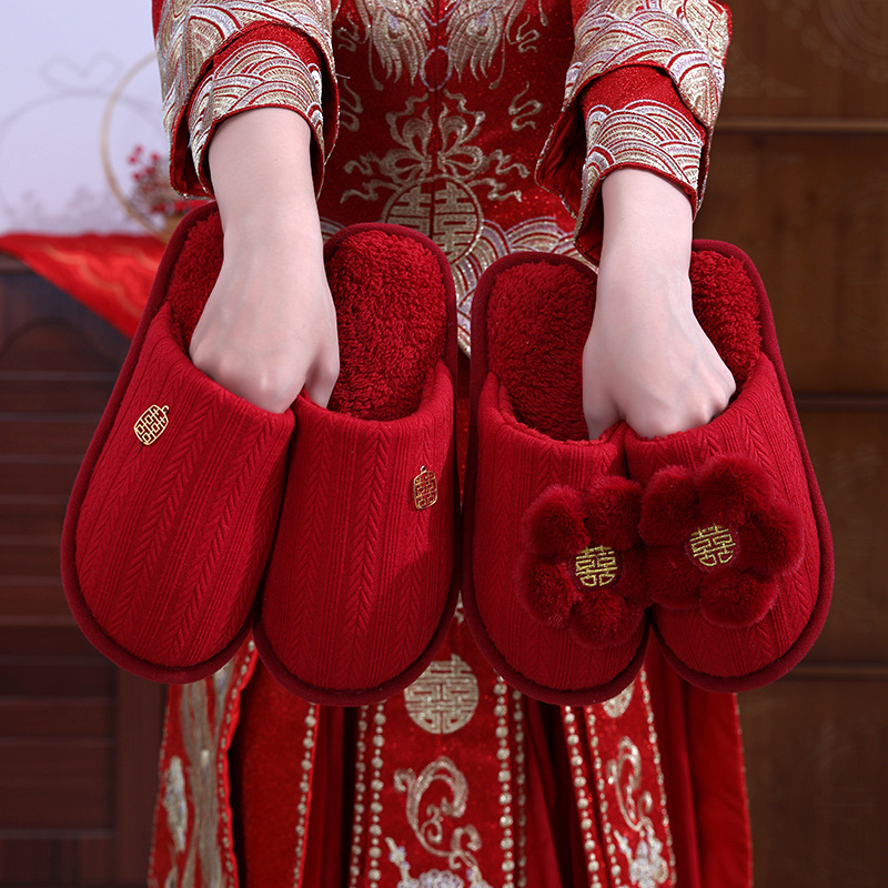 Par papuča od pamuka za par, s pamukom na gornjoj strani, PVC đonom, debeli pliš, topli i protuklizni, za zimu-jesen