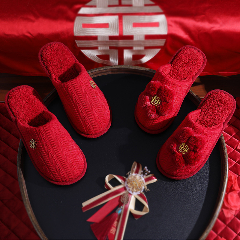 Par papuča od pamuka za par, s pamukom na gornjoj strani, PVC đonom, debeli pliš, topli i protuklizni, za zimu-jesen