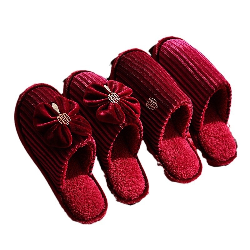 Par papuča od pamuka za par, s pamukom na gornjoj strani, PVC đonom, debeli pliš, topli i protuklizni, za zimu-jesen