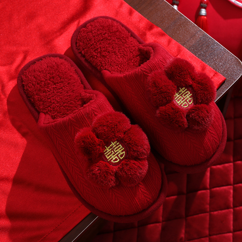 Par papuča od pamuka za par, s pamukom na gornjoj strani, PVC đonom, debeli pliš, topli i protuklizni, za zimu-jesen