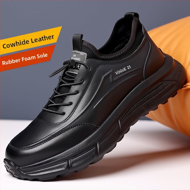 Muške sportske casual tenisice s debelim potplatom, gornji dio od kravlje split kože, prozračna podstava, zatvaranje elastičnom trakom