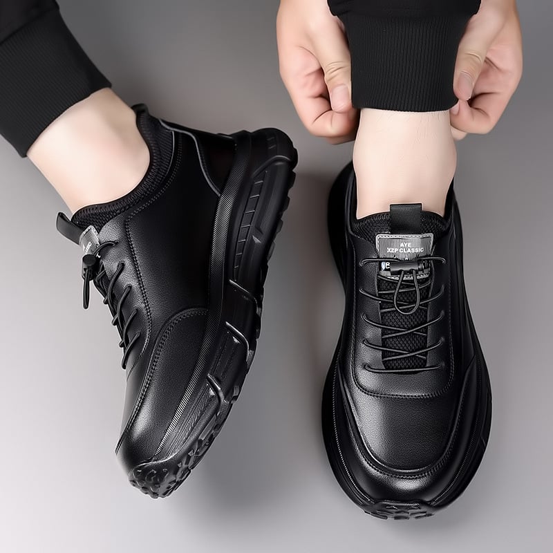 Muške sportske casual tenisice s debelim potplatom, gornji dio od kravlje split kože, prozračna podstava, zatvaranje elastičnom trakom