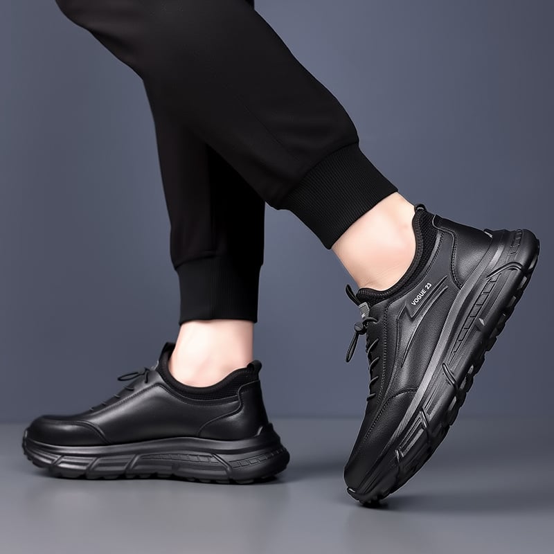 Muške sportske casual tenisice s debelim potplatom, gornji dio od kravlje split kože, prozračna podstava, zatvaranje elastičnom trakom