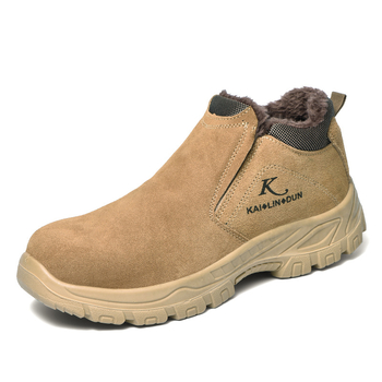 Προστατευτικά παπούτσια εργασίας με ατσάλινη μύτη, προστασία από χτυπήματα, διάτρηση και εγκαύματα, φλις επένδυση για χειμώνα, μεσαίου ύψους για συγκόλληση