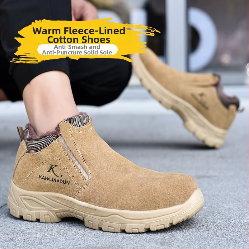 Προστατευτικά παπούτσια εργασίας με ατσάλινη μύτη, προστασία από χτυπήματα, διάτρηση και εγκαύματα, φλις επένδυση για χειμώνα, μεσαίου ύψους για συγκόλληση