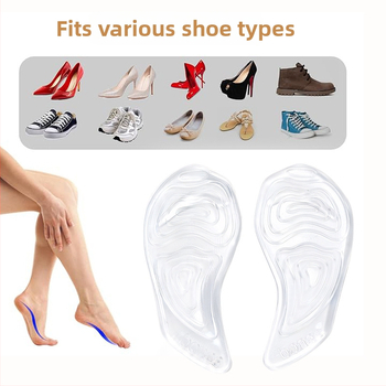 A14 Gelové priehľadné mäkké podložky pre klenbu – predná časť chodidla, proti trenie vložka, vhodné pre tenisky, kožené topánky a pracovné topánky, prispôsobiteľné