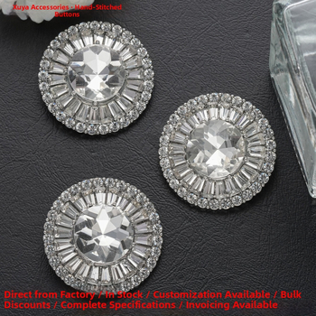 Okrúhly kovový gombík s kryštálmi, ručne prišitý s nožičkami, zinková zliatina + sklo, plný diamantový kryštál – Xuyou Brand