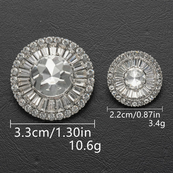 Κυκλικό μεταλλικό κουμπί με κρύσταλλα, κράμα ψευδαργύρου + γυαλί, ραμμένο με πόδια, πλήρες διαμαντοκρύσταλλο – Xuyou Brand