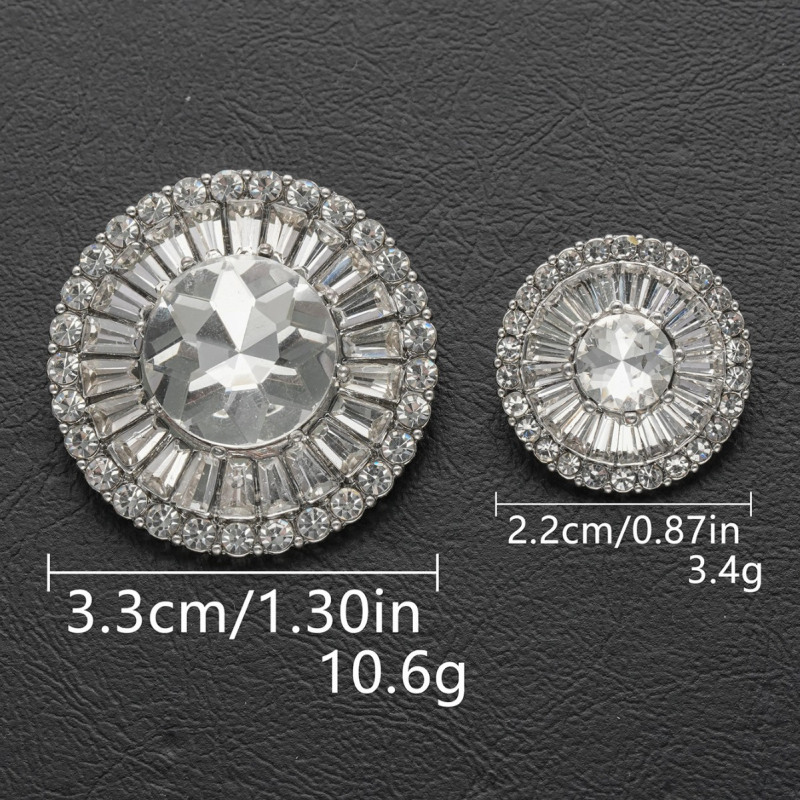 Κυκλικό μεταλλικό κουμπί με κρύσταλλα, κράμα ψευδαργύρου + γυαλί, ραμμένο με πόδια, πλήρες διαμαντοκρύσταλλο – Xuyou Brand