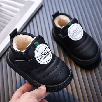 Fiúknak való sportcipő, mesterséges bőr felsőrész, téli vízálló, csúszásmentes, melegen tartó, 12–36 hónapos korosztálynak