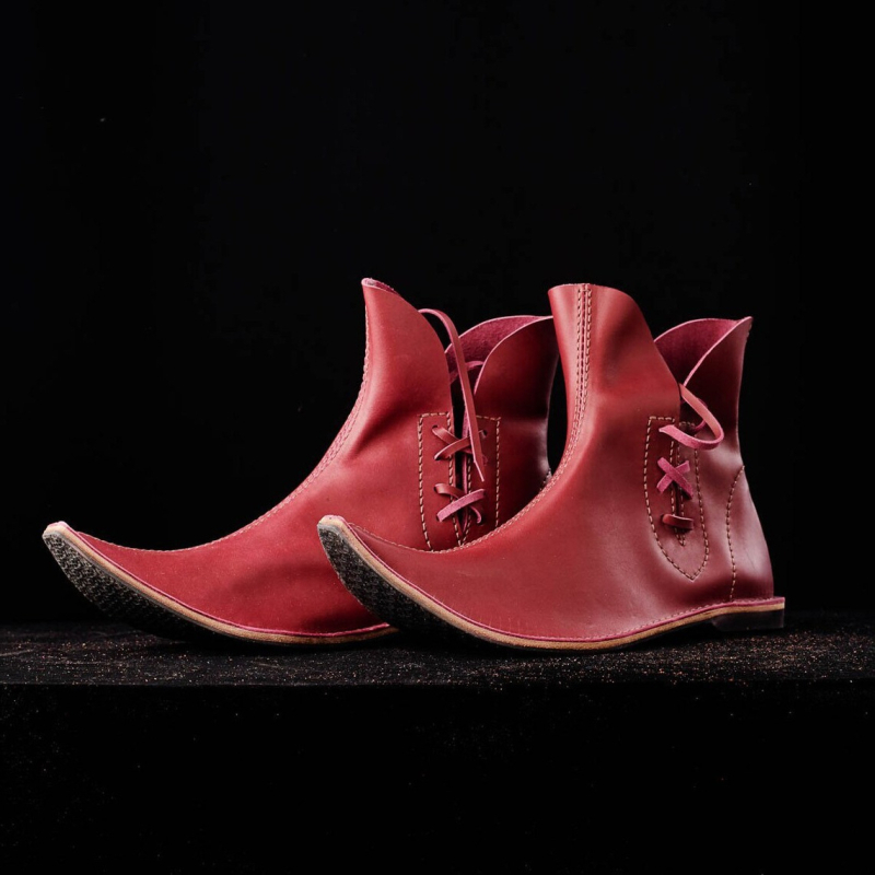 Botine cosplay scurte (Vârf ascuțit; partea superioară din PU artificial; toc plat; închidere cu șireturi; talpă din cauciuc)