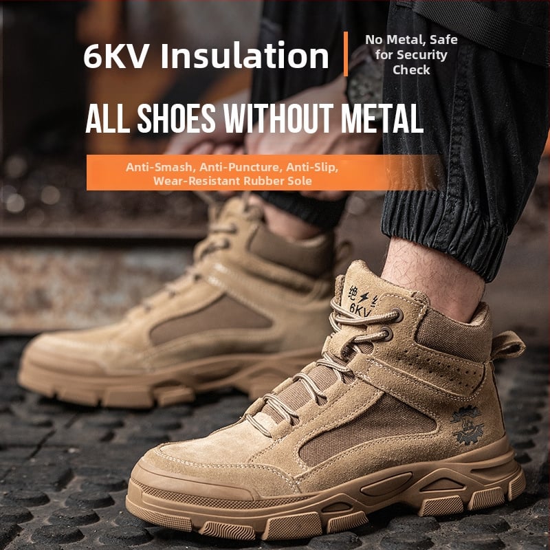 Ανδρικά ασφαλεία παπούτσια εργασίας για τον χειμώνα, υψηλό άνω μέρος με επένδυση fleece, αντι-χτύπημα και αντι-διάτρηση, αντιολισθητικά, ανθεκτικά, επάνω μέρος από σουέδ δέρμα και σόλα καουτσούκ