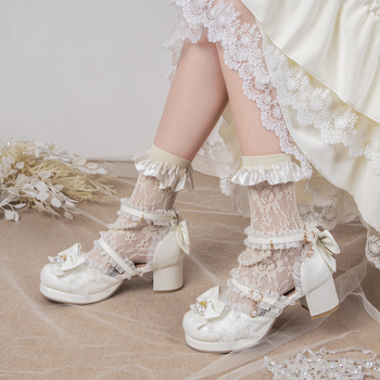 Sandale - stil Lolita, partea superioară PU, vârf rotund, închidere cu cataramă, toc 3-5 cm