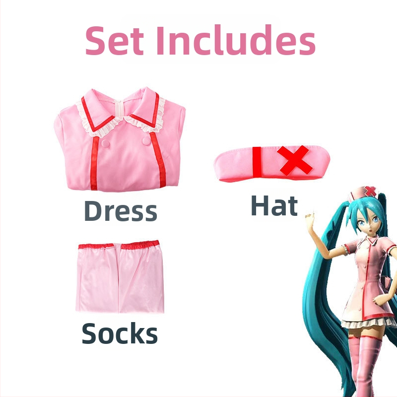 Cosplay kostým zdravotnej sestry - plný set pre anime rolové hranie, polyesterová zmes 30-50%