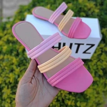 Pločaste papuče s jedinstvenim dizajnom, korejskog stila, umjetni PU gornji dio, gumena potplata, slip-on
