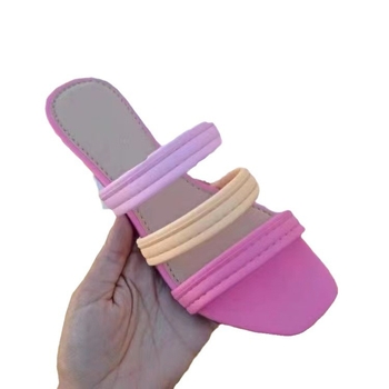 Pločaste papuče s jedinstvenim dizajnom, korejskog stila, umjetni PU gornji dio, gumena potplata, slip-on