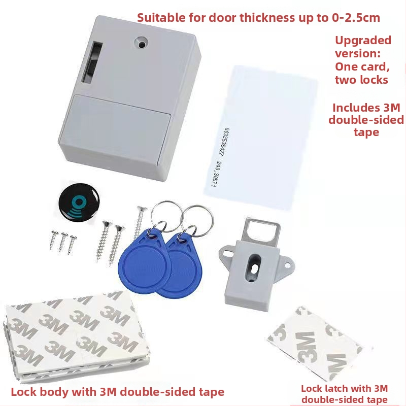 Lyukasztás nélküli fiók- és szekrényzár, önálló telepítés, rejtett intelligens zár kártyás hozzáféréssel, cinkötvözet, modell 1, új kínai stílus