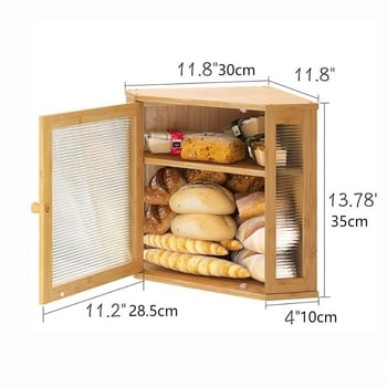Σε απόθεμα: Κουτί ψωμιού από μπαμπού και ξύλο, κουτί αποθήκευσης ψωμιού διπλής στρώσης, ακρυλικό κουτί αποθήκευσης κουζίνας, διαφανές κουτί αποθήκευσης με διπλή πόρτα.