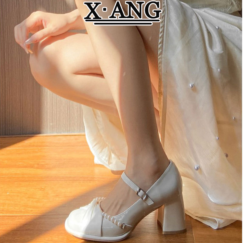 Ženske Mary Jane cipele s okruglim vrhom, mikrovlakna gornja i podstava, srednji pet 3–6 cm, kopča, gumeni đon