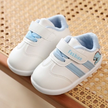 Dječje tople tenisice za malu djecu s Velcro kopčanjem, gornji dio od umjetne kože, karikatura uzorak, mekana potplat od sintetičke gume